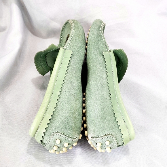 Tod's Light Green Suede Tassel Loafers - Picture 6 of 10